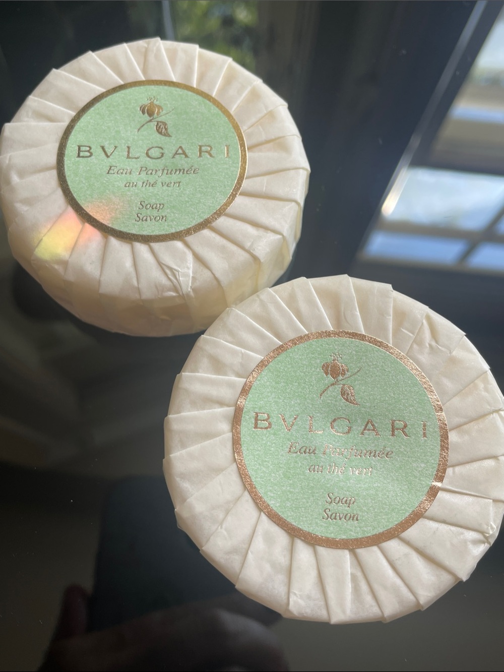 Bvlgari Eau Parfumée au thé vert Soaps - Set of 2 BRAND NEW/UNOPENED - Picture 2 of 7